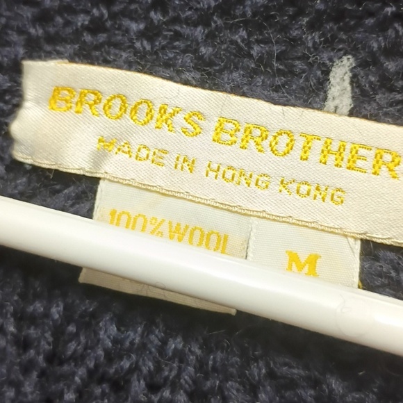 Vintage Brooks Brothers Blue Shawl Cable Knit Wool Cardigan Sweater SZ Med - Picture 2 of 7